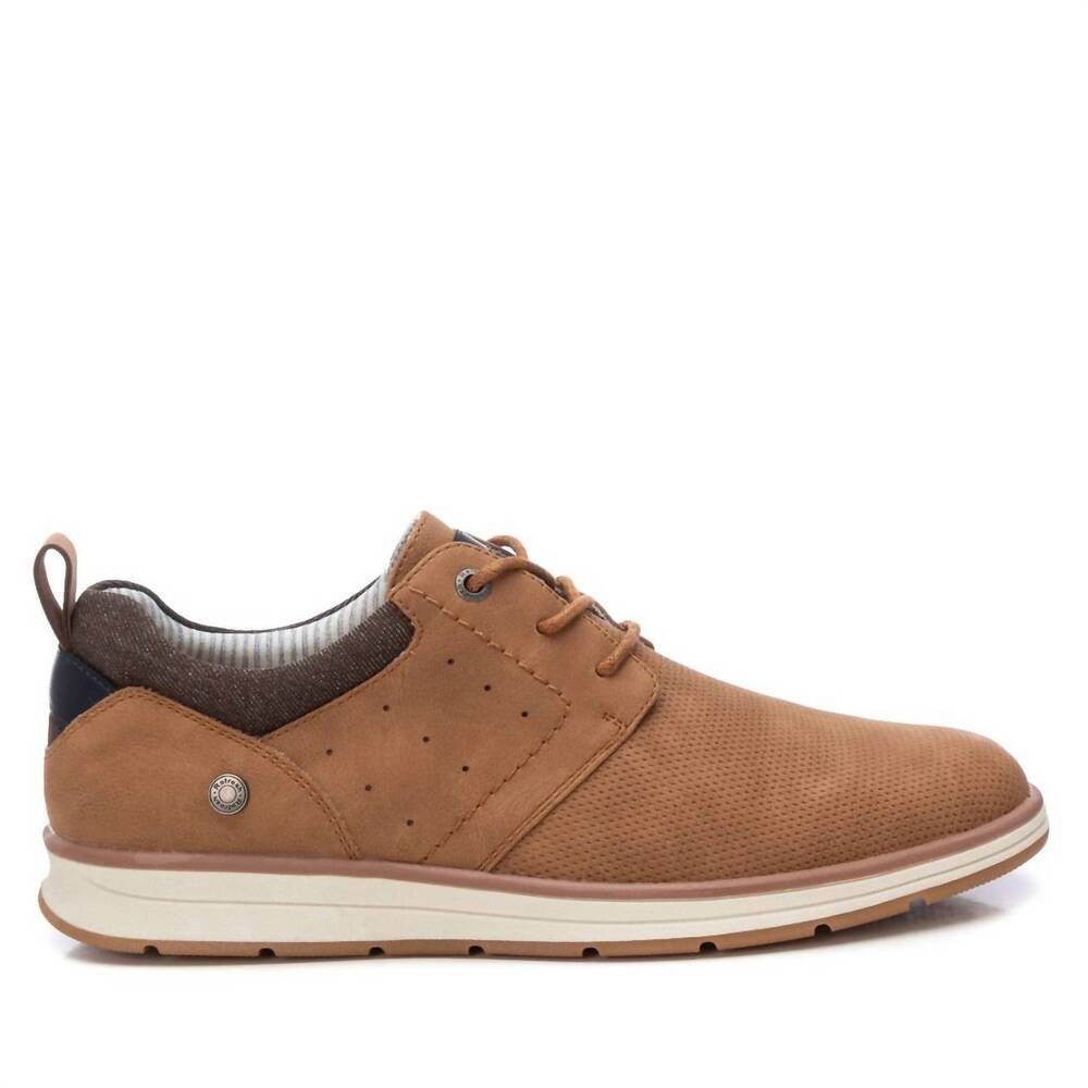 NEW XTI men's casual oxford sneakers in camel